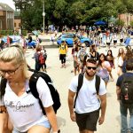 file photo of WVU students walking to class